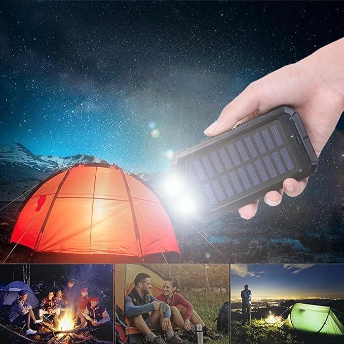 Solar Charger, 38800mAh Portable Solar Power Bank, Waterproof Battery Pack for Outdoor Activities, Camping External Backup Power Charger Dual USB 5V Outputs LED Flashlights