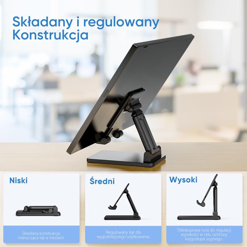 ARZOPA CellPhone Folding Stand, Adjustable & Foldable Sturdy Holder for Desk, Smartphone Accessories Compatible iPhone, iPad Pro Air Mini, Surface Pro, Portable Monitor 7