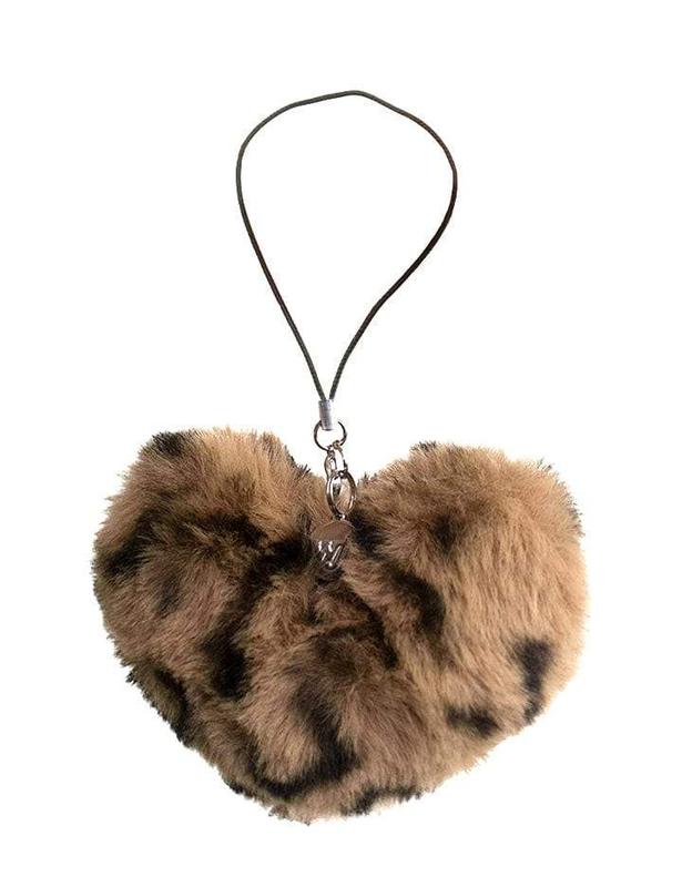 Fuzzy Leopard Heart w  WF Charm Accessories Phone