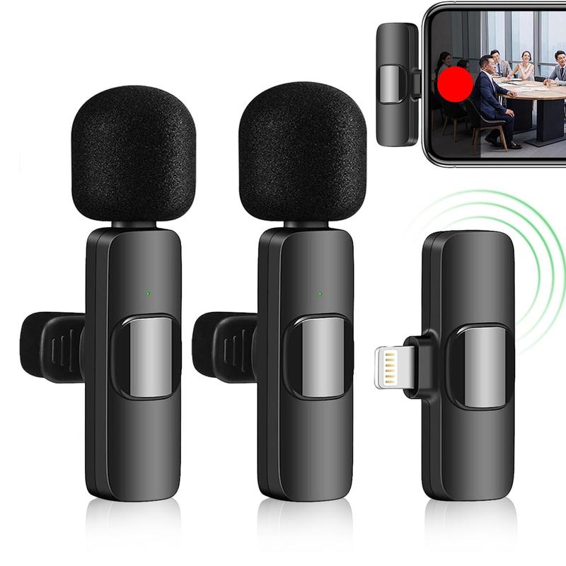 Wireless Lavalier Microphone, Omnidirectional Condenser Recording Mic, Cordless Mini Microphones, Portable Wireless Microphones, Portable Mini Mics for Android iPhone iPad, Streaming Equipment