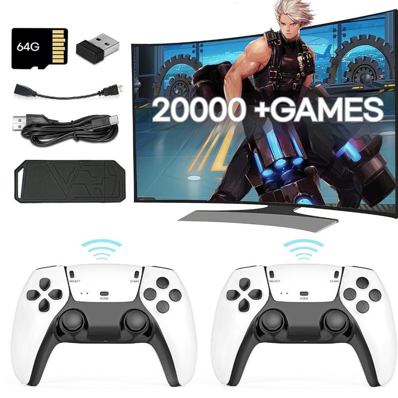 20000+ Games Retro Wireless Game H8Pro Stick Game starts with one click Multiple Emulators HD Output System, Plug and Play Video Game Consoles with 64GB TF Card, 2.4G Wireless Controllers - Ideal Gift for Gamers of All Ages