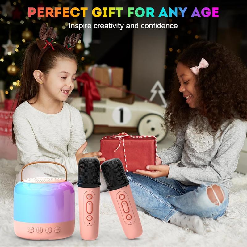 Mini Karaoke Machine for Kids Adults, Portable Bluetooth Speaker with 2 Wireless Microphones and LED Lights, Karaoke Toys Gifts for Girls Boys 4, 5, 6, 7, 8, 9,10,12+ Year Old Christmas Birthday Party