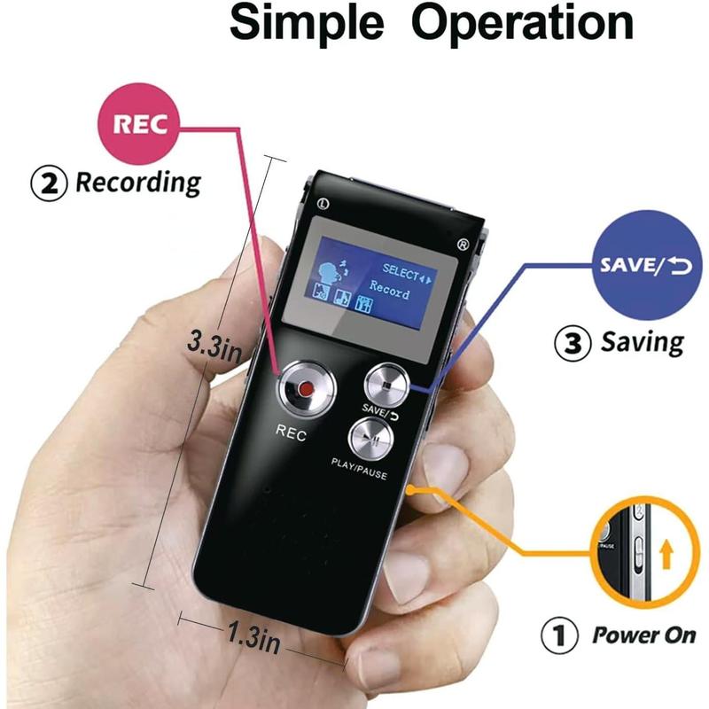 16GB Digital Voice Recorder Voice Activated Recorder with Playback 3072KBPS Upgraded Portable Tape Recorder for Lectures Meetings Interviews, Audio Recorder Dictaphone MP3 USB Password