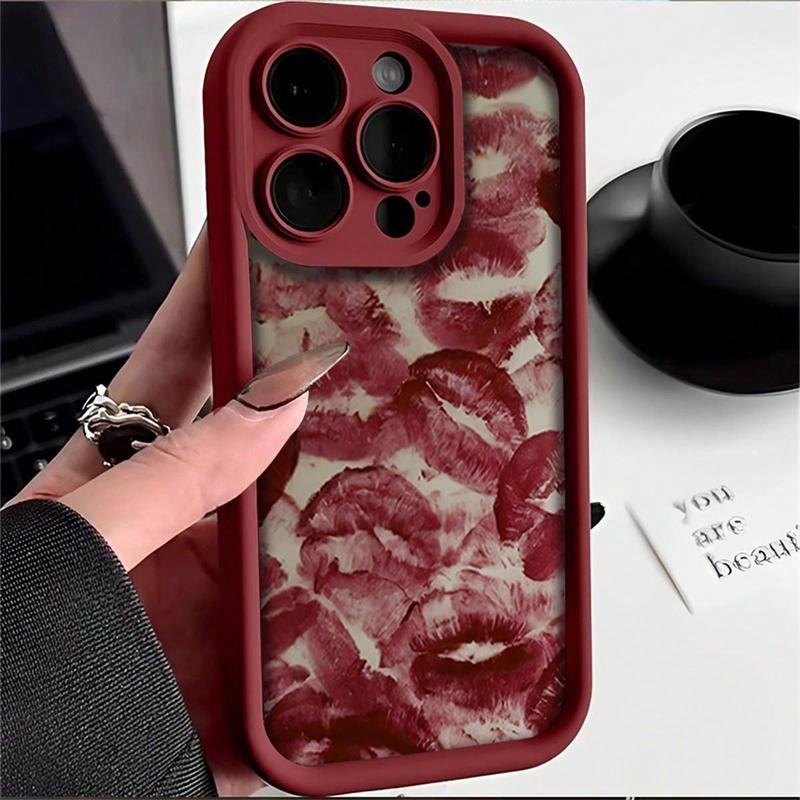 Lip Print Pattern Phone Cases, 3D Embossed Soft Anti-fall Waterproof Phone Case, Compatible with iPhone 15 Pro Max Case iPhone 11 Cases iPhone 14 Pro Max Case iPhone 15 Cases