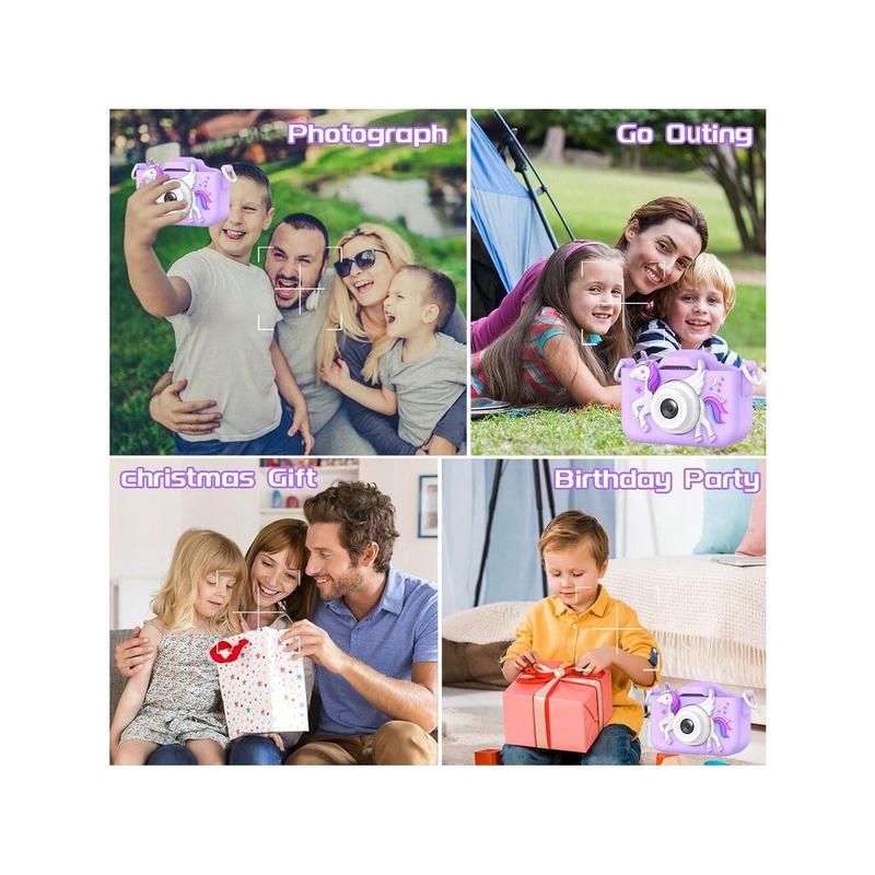 Children's Camera Toys For 3-12 Years Old Kids Boys Girls,HD Digital Video Camera With Protective Silicone Cover,Christmas Birthday Gifts With 32GB SD Card Durable Lens Durable Lens Micro Rechargeable Recording Selfie