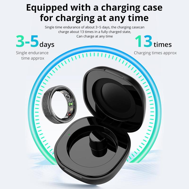 Smart Fitness Ring, 1 Count USB Rechargeable Long Battery Life Smart Ring, 5ATM Waterproof Durable Fitness Tracker for Women & Men