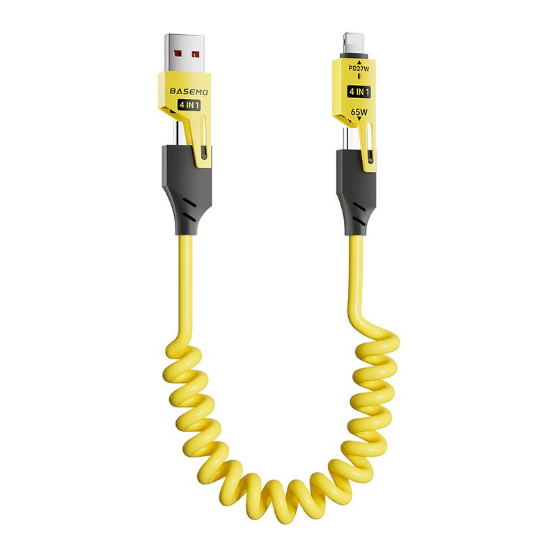 Portable car charging cable, extendable car charging cable, iPhone C-type charging cable, dual port four in one charging cable, four in one