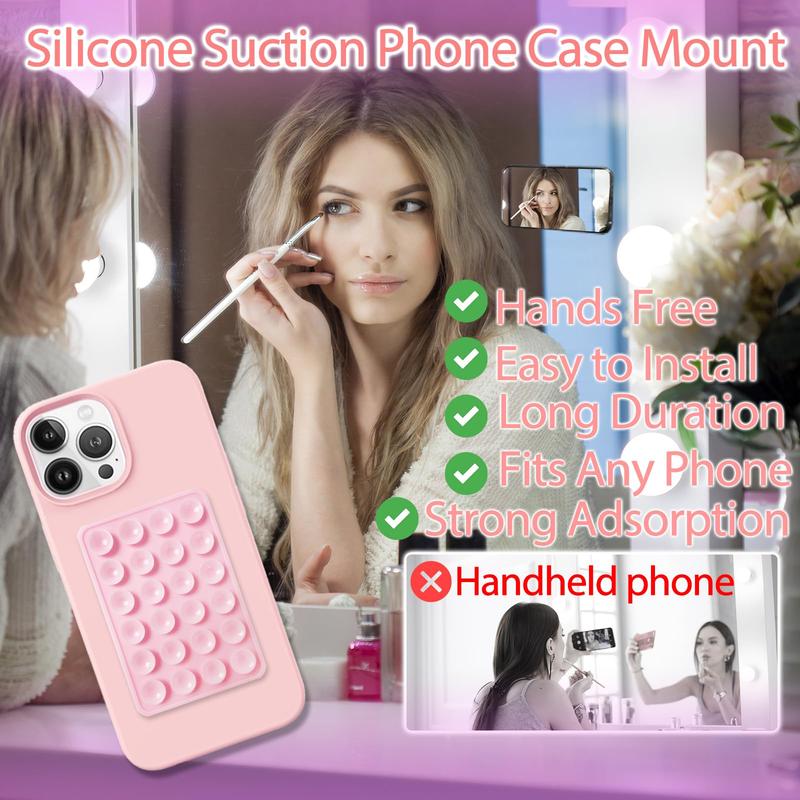 Silicone Suction Phone Case Mount, Non Slip Sticky Phone Grip for CellPhone, Silicon Adhesive Suction Cup Phone Mount, Strong Grip Holder for Selfies and Videos Available on iphone and Android