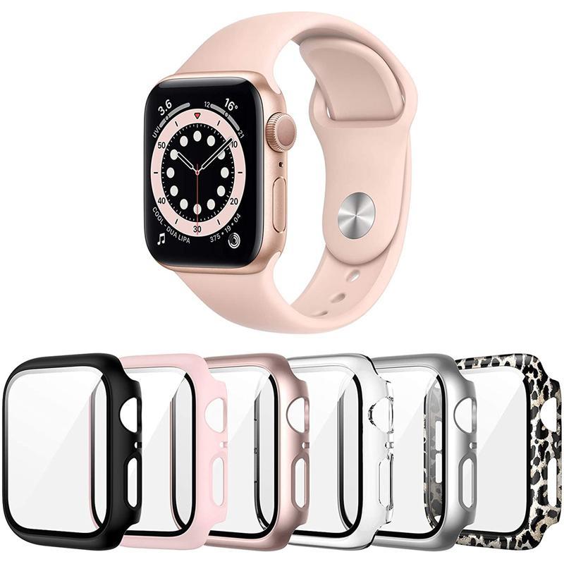 Casual & Stylish Smart Watch Case for Summer Gift, 6 Counts set Anti-fall Watch Protector Cover, Tempered Film Protective Cover for iWatch Series Ultra se 9 8 7 6 5 4 3 2 1, Fashion Watch Accessories