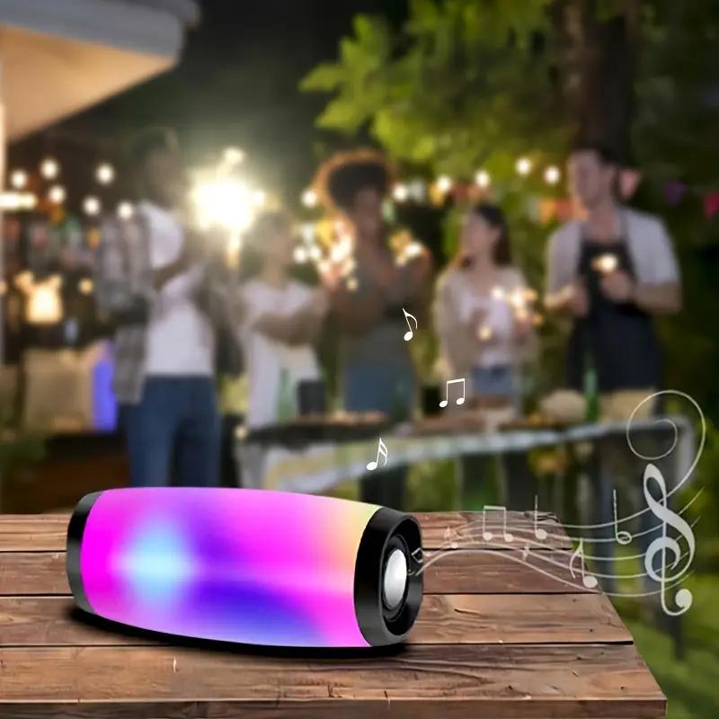 Portable Wireless Speaker With Colorful LED Light, Outdoor 3D Stereo Bass Luminous Speaker, TWS Stereo Subwoofer Rod Hands-Free Call FM TF Card U Disk, Connect Mobile Phone Tablet TV, wireless Portable Audio, Electronics Consumer Electronic,