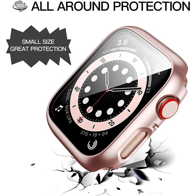 Casual & Stylish Smart Watch Case for Summer Gift, 6 Counts set Anti-fall Watch Protector Cover, Tempered Film Protective Cover for iWatch Series Ultra se 9 8 7 6 5 4 3 2 1, Fashion Watch Accessories