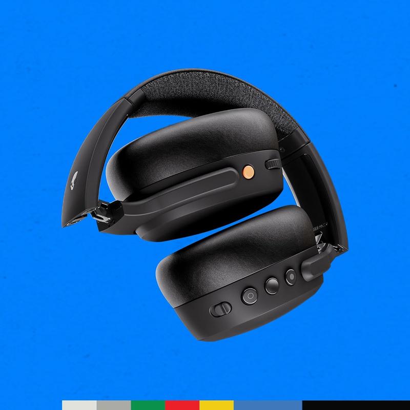 WERWR Skullcandy Crusher ANC 2 Over-Ear Noise Canceling Wireless Headphones with Sensory Bass and Charging Cable, 50 Hr Battery, Skull-iQ, Alexa Enabled, Microphone, Works with Bluetooth Devices - Black