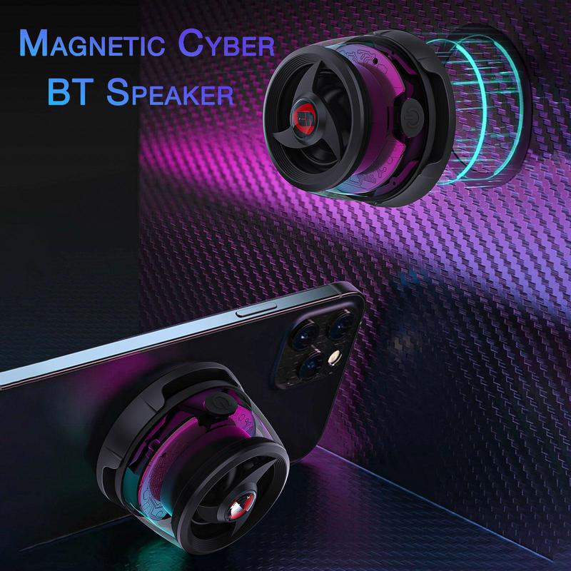 Mini Magnetic Cyber Transparent BT Speaker, HiFi Sound Quality Portable Speaker with RGB Color-changing Light Effects, Rechargeable Speaker for Phone PC NS