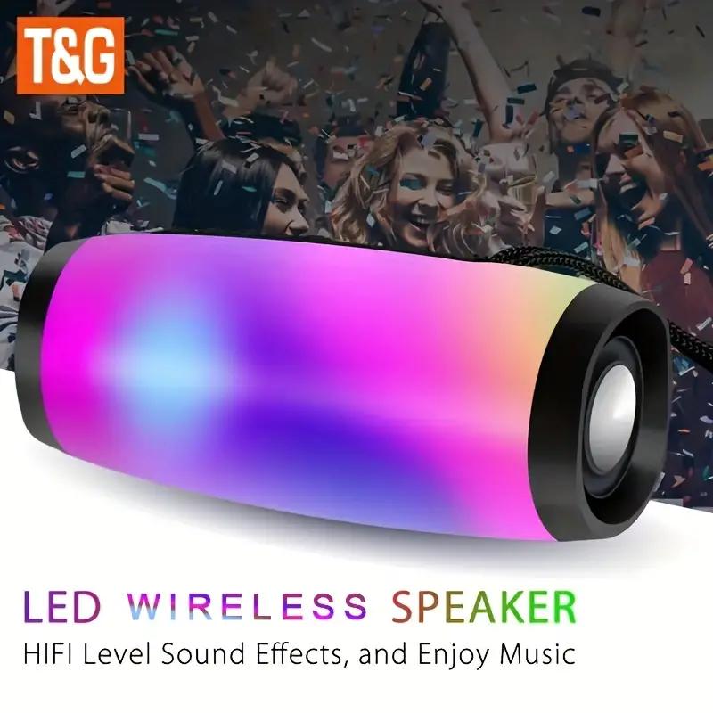 Portable Wireless Speaker With Colorful LED Light, Outdoor 3D Stereo Bass Luminous Speaker, TWS Stereo Subwoofer Rod Hands-Free Call FM TF Card U Disk, Connect Mobile Phone Tablet TV, wireless Portable Audio, Electronics Consumer Electronic,