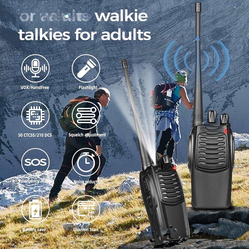 S1 walkie talkies for Adults with earpieces and Rechargeable 1500mAh Li-ion ,walkie Talkie has VOX,TOT, , Low Alert,Flashlight,Scan Function(2 Pack)