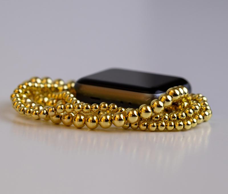 Golden Bead Apple Watch Band - Tarnish-Resistant, Waterproof | The Daily Monogram Accessories Wearable