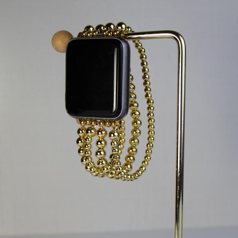 Golden Bead Apple Watch Band - Tarnish-Resistant, Waterproof | The Daily Monogram Accessories Wearable