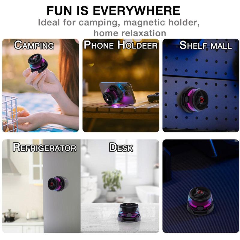 Mini Magnetic Cyber Transparent BT Speaker, HiFi Sound Quality Portable Speaker with RGB Color-changing Light Effects, Rechargeable Speaker for Phone PC NS