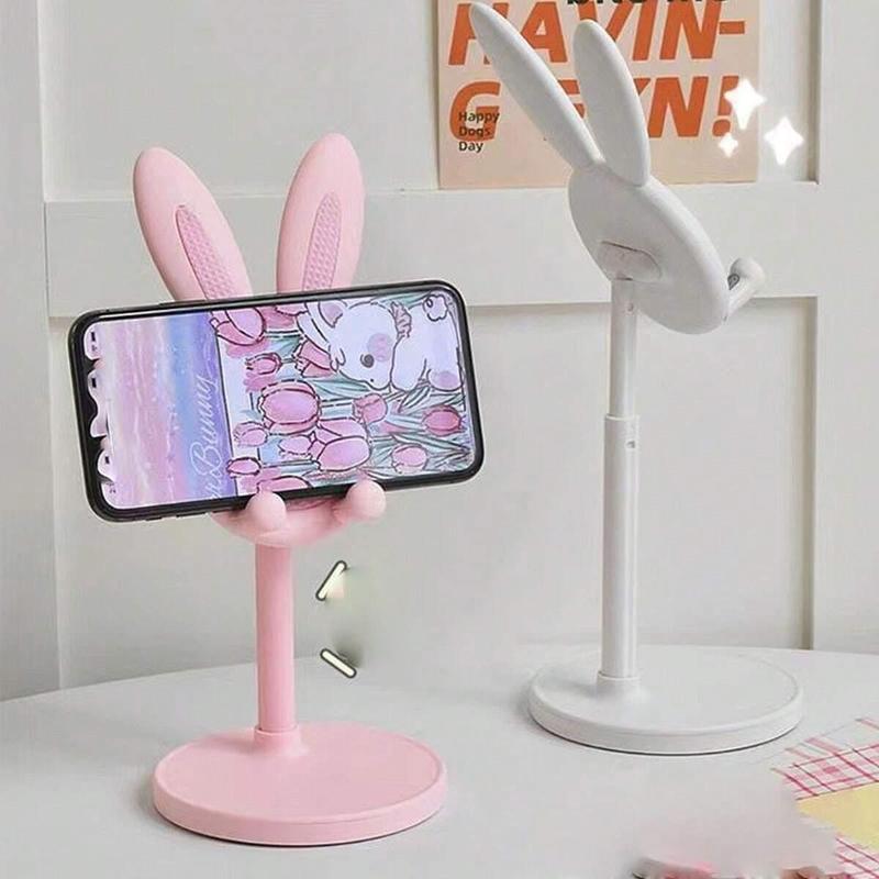 Cute Rabbit Design Phone Holder, Adjustable Height & Stretchable Phone Stand, Multifunctional Desktop Phone Holder for Home Office