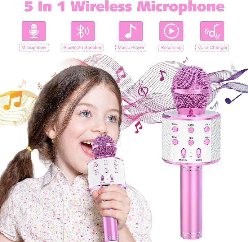 Karaoke Microphone 2 Pack,   Karaoke Microphone for Singing Portable Handheld Mic Speaker Machine, Christmas Birthday Gifts for Girls Ages 4, 5, 6, 7, 8, 9, 10, 12+