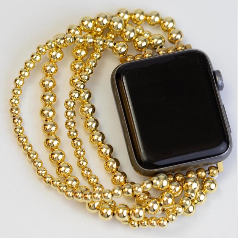 Golden Bead Apple Watch Band - Tarnish-Resistant, Waterproof | The Daily Monogram Accessories Wearable