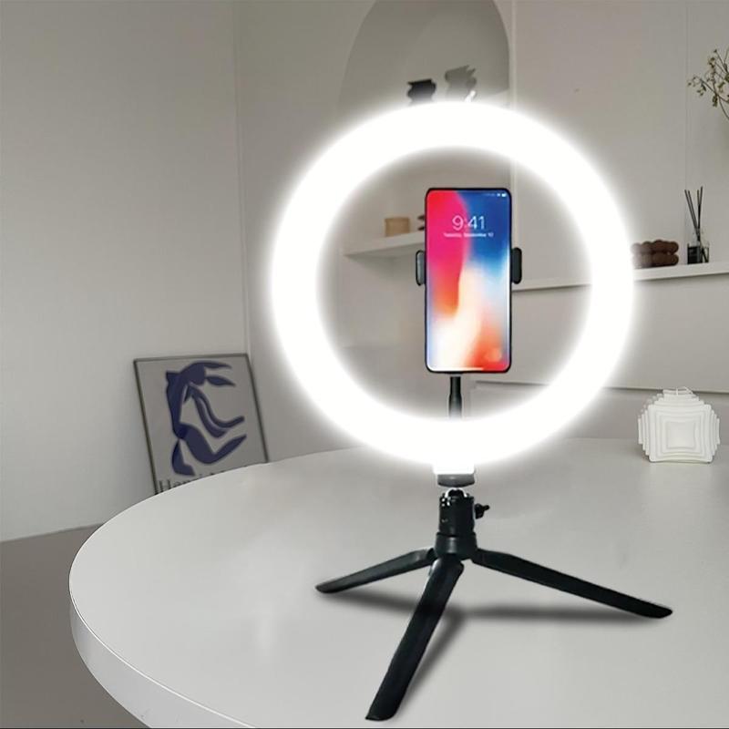 Selfie Ring Light with Phone Holder, USB Powered Adjustable LED Ring Light, Foldable Desktop Tripod for Video, Photography, Vlog, Makeup, Live Streaming