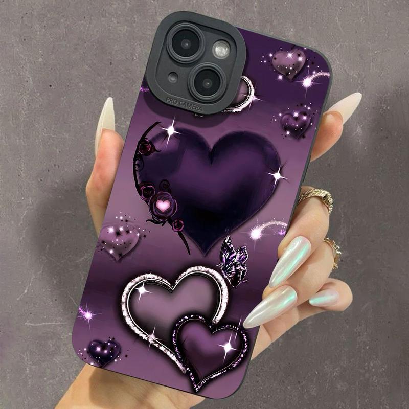 Heart Pattern Phone Case, Anti-drop Cellphone Protective Case, Shockproof Mobile Phone Cases for iPhone 11 12 13 14 15 Pro Max, Phone Accessories