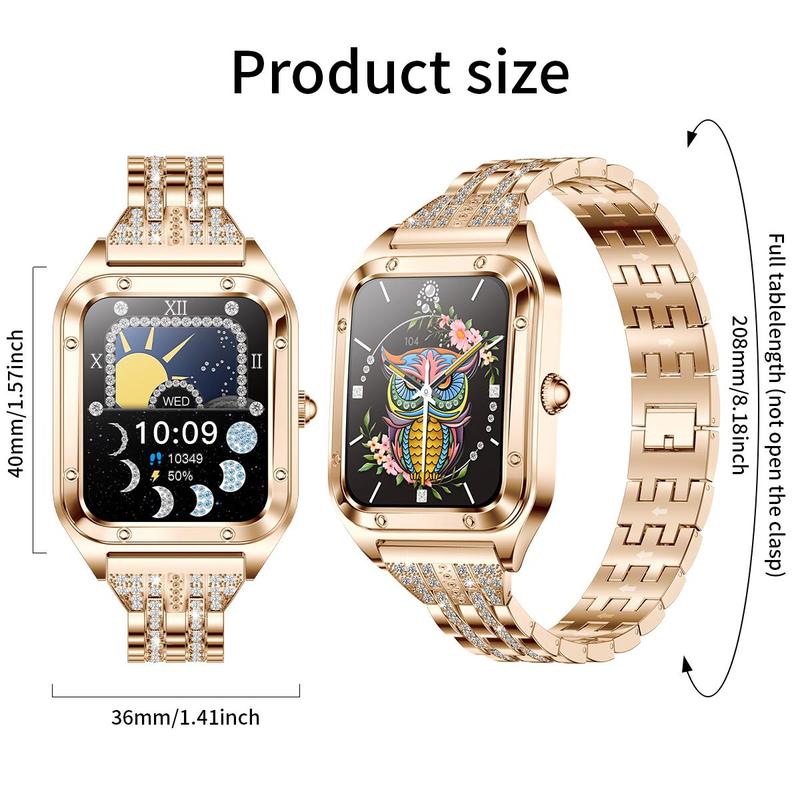 LIGE Fashion Rhinestone Decorated Smart Watch, Waterproof Digital Watch with Health Monitoring, Wireless Call Smart Watch, Sports Watch for Women