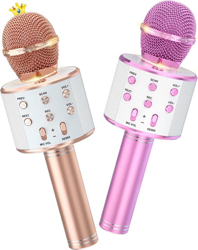 Karaoke Microphone 2 Pack,   Karaoke Microphone for Singing Portable Handheld Mic Speaker Machine, Christmas Birthday Gifts for Girls Ages 4, 5, 6, 7, 8, 9, 10, 12+