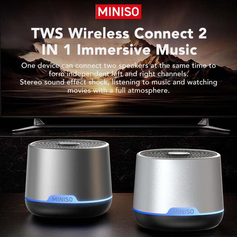 MINISO Portable 5W Wireless Bluetooth Speaker ,Mini Pocket Sound 8 Hours Music Time Speaker , 2 in 1 Stereo Sound Speaker Audio Smartphone