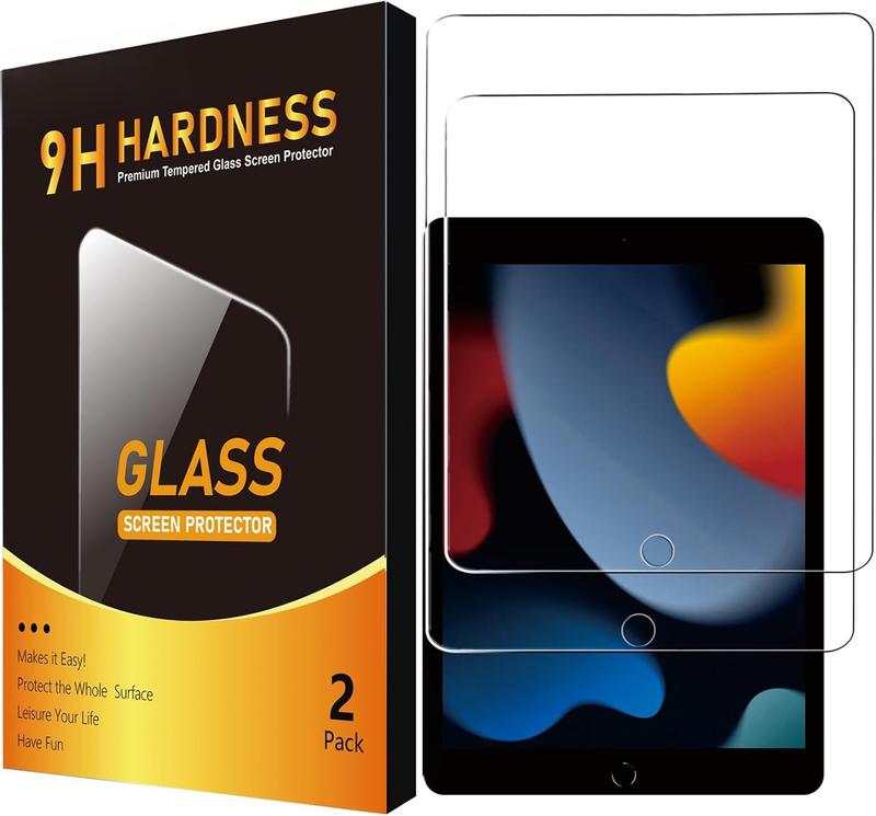 2 Pack Screen Protector for iPad 9th 8th 7th Generation (10.2 Inch, 2021 2020 2019), Anti-Scratch 9H Hardness Tempered Glass Film,  Pencil Compatible