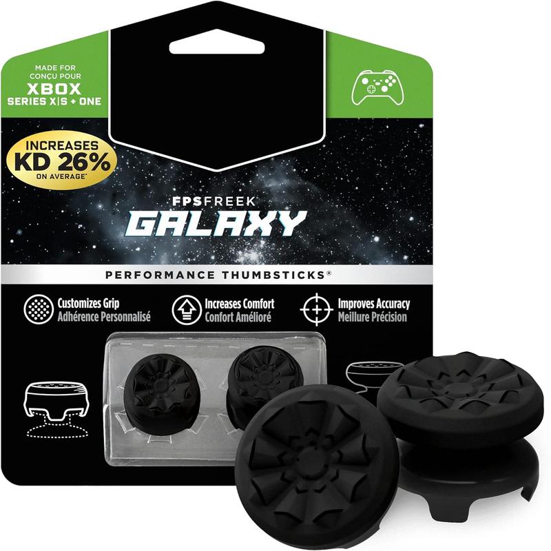 FPS Freek Galaxy Black for Playstation 4 5 (PS5 4) | Performance Thumbsticks | 1 High-Rise, 1 Mid-Rise | Black cover silicone controller grips