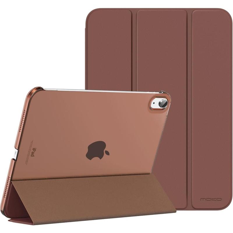 MoKo for iPad 10th Generation Case 2022, Slim Stand Hard PC Translucent Back Shell Smart Cover Case for iPad 10th Gen 10.9 inch 2022, Support Touch ID, Auto Wake Sleep, Brown