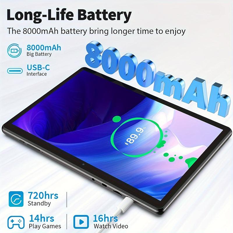 Tablet 10 Inch Android Tablet, Android 13 Tablet, Quad-Core Processor 32GB Storage (Expandable 512GB) Tablet, GPS, FM, GMS Certified, IPS HD Screen, 6000mAh Long Battery Life