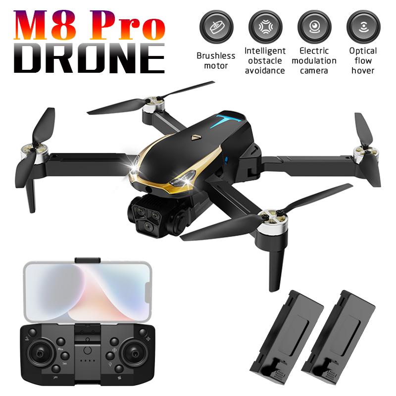 M8 Pro intelligent high-tech drone, professional HD aerial photography outdoor aircraft, dual-cell long-life strong power, APP control, 360 ° roll, intelligent obstacle avoidance, suitable for social sharing birthday gifts Christmas gifts