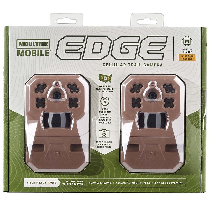 Moltrie Edge Cellular Trail Camera - Auto Connect - Nationwide Coverage - HD Video-Audio - Built in Memory - Cloud Storage - 80 ft Low Glow IR LED Flash (2-Pack)