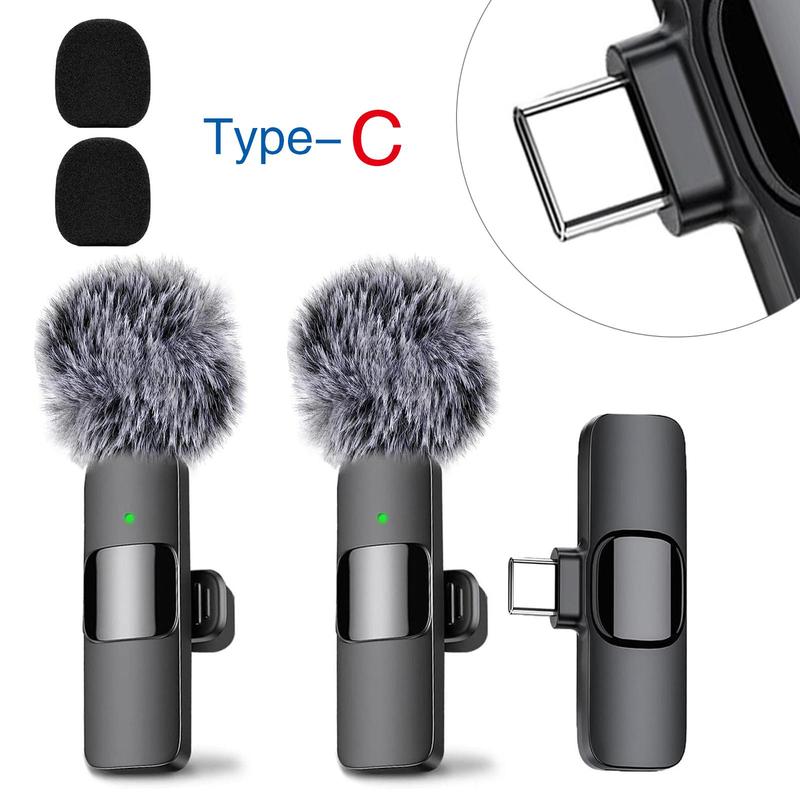 2 Pcs Mini Professional Wireless Lavalier Microphones for iPhone, Android, iPad - Mini Wireless Clip-on Microphones Crystal Clear Sound Quality for Recording, Live Streaming,Vlog, christmas gift ideas Black Friday Deals tiktok shop store