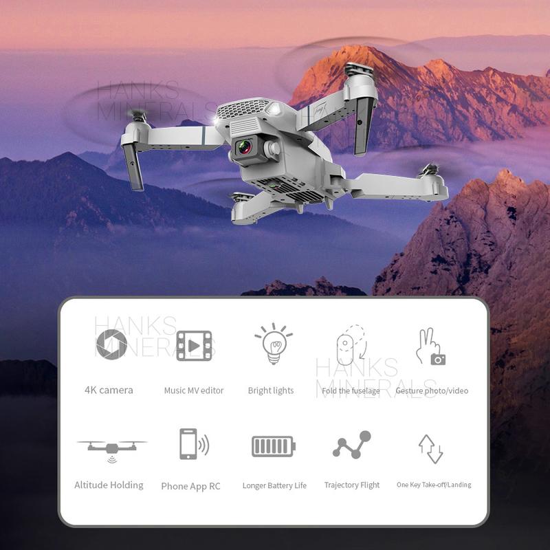 Drone 2024 4K HD Dual Camera WiFi FPV RC Foldable Quadcopter + 4 Batteries