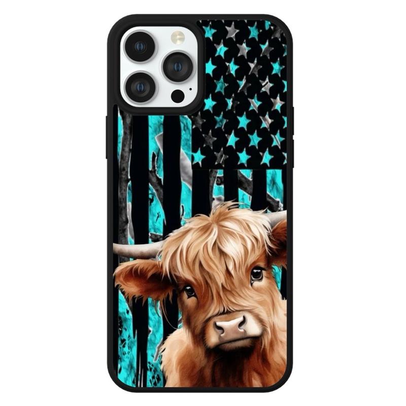 Highland Cow Flag Phone Case - Shockproof Protection for iPhone 16 15, 14, 13, 12, 11, X XS, XR, 8, 7, Pro, Plus, and Pro Max - Accessories