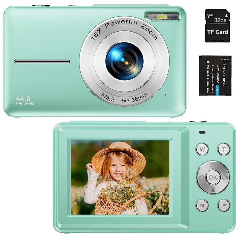 44MP Vintage Digital Camera, 1 Count 1080P Video Resolution 2.4 Inch IPS Screen Webcam, Rechargeable Vintage Camera Digital, Long Lasting Battery Life, Support Multi-language, Birthday Gifts, Mini Camera, Stocking Fillers