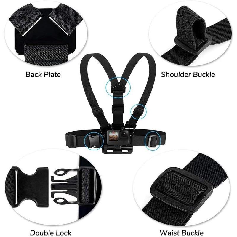 Chest Mount Strap Harness Chesty Body Mount Compatible with Hero 13, 12, 11, 10, 9, 8, 7, 6, 5, 4, Session, 3+, 3, 2, 1, Max, Action Camera Smartphone