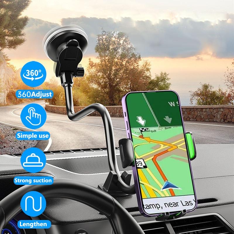 Car Truck Phone Mount Holder 14-Inch Gooseneck Long Arm, Windshield Window Mobile Holders w Industrial-Strength Suction Cup Compatible Most Phones