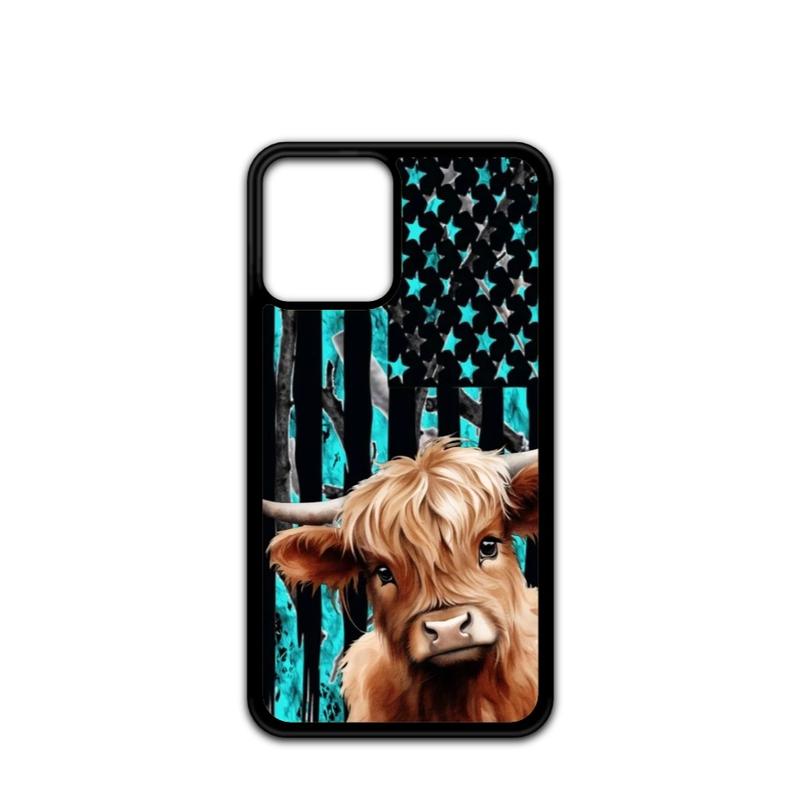 Highland Cow Flag Phone Case - Shockproof Protection for iPhone 16 15, 14, 13, 12, 11, X XS, XR, 8, 7, Pro, Plus, and Pro Max - Accessories