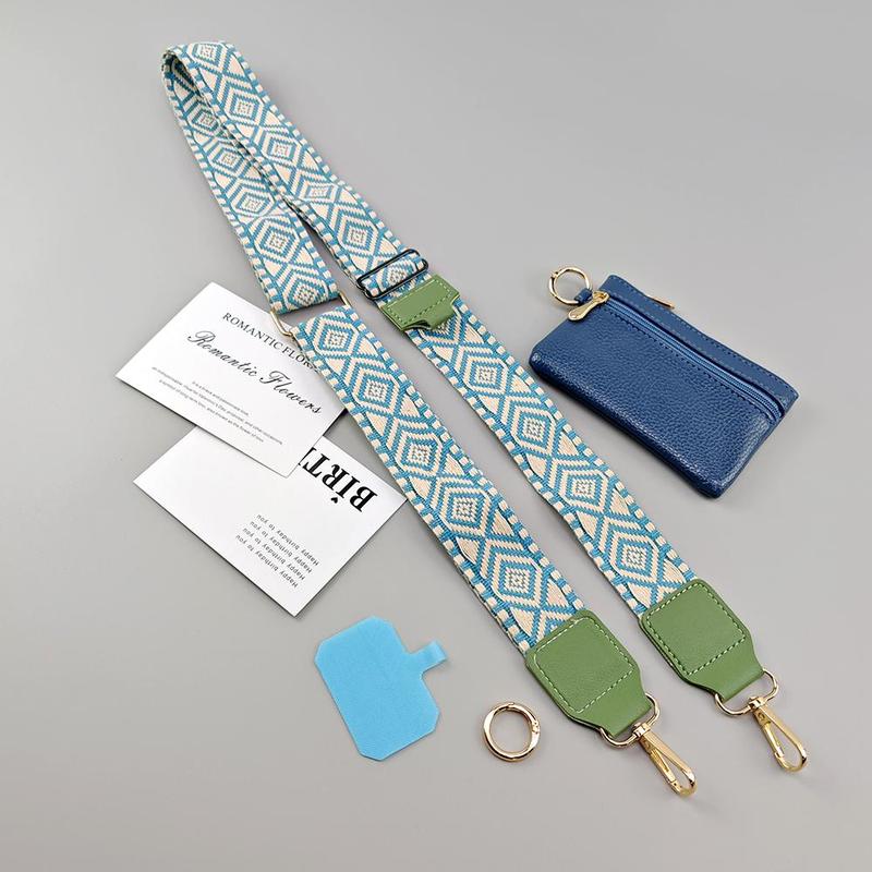 Geometric Pattern Phone Lanyard with Card Holder, 1 Count Adjustable Crossbody Phone Neck Strap, Phone Wrist Strap, Phone Accessories for Women & Men