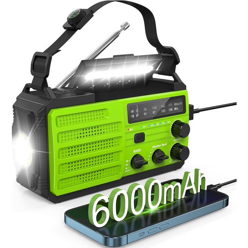 Emergency Radio Solar Hand Crank Emergency Radio: AM FM NOAA Weather Radio with Phone Charger, Flashlight & Reading Lamp, Headphone Jack, SOS Alarm for Home Survival Hurricane