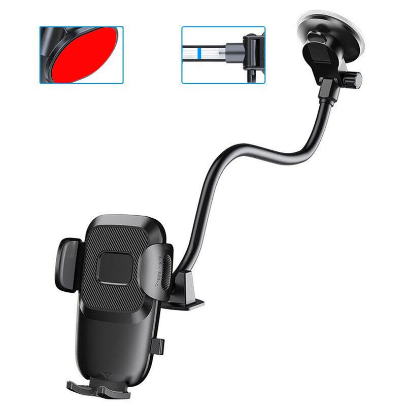 Car Truck Phone Mount Holder 14-Inch Gooseneck Long Arm, Windshield Window Mobile Holders w Industrial-Strength Suction Cup Compatible Most Phones