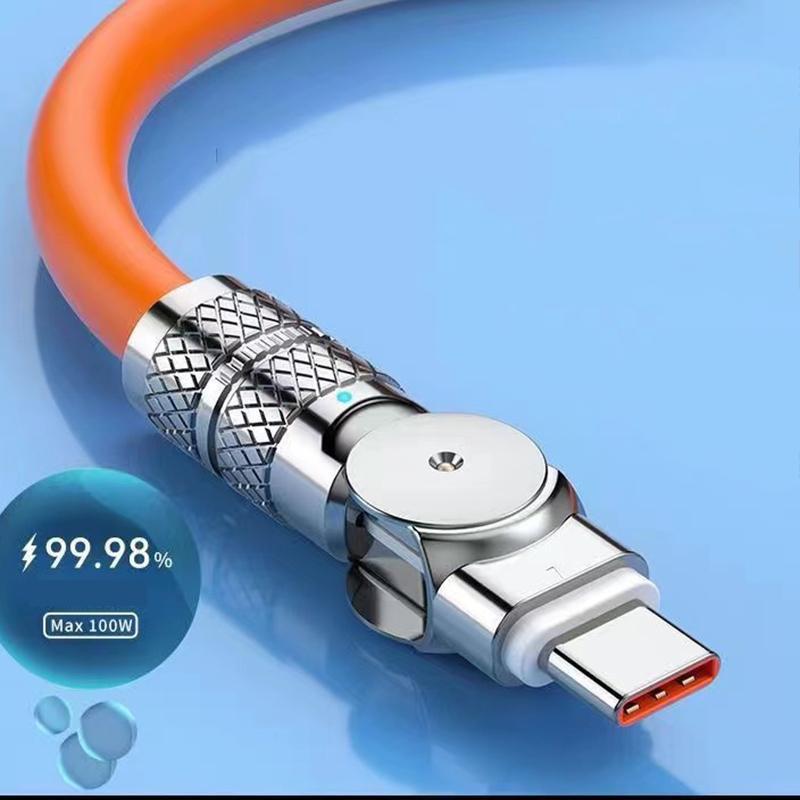 100W 6A USB Type C Elbow 180° Rotate Fast Charging Cable, USB C Data Cable, Charger Cable for iPhone 15 16 Pro Max Samsung S23 Xiaomi Huawei OPPO VIVO