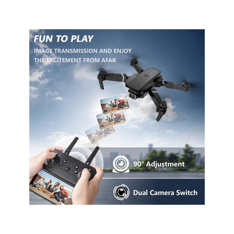 E88 Pro Drone With Dual Camera, WiFi FPV Double Folding RC Quadcopter Altitude Hold, Remote Control Toy For Beginner Men's Gift Indoor Outdoor Drone Christmas,,