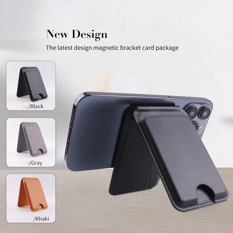 Magnetic Card Wallet Holder, PU Leather Phone Mount with Card Slot, Phone Accessories Compatible with iPhone 15 Pro Max 14 Pro 13 Pro