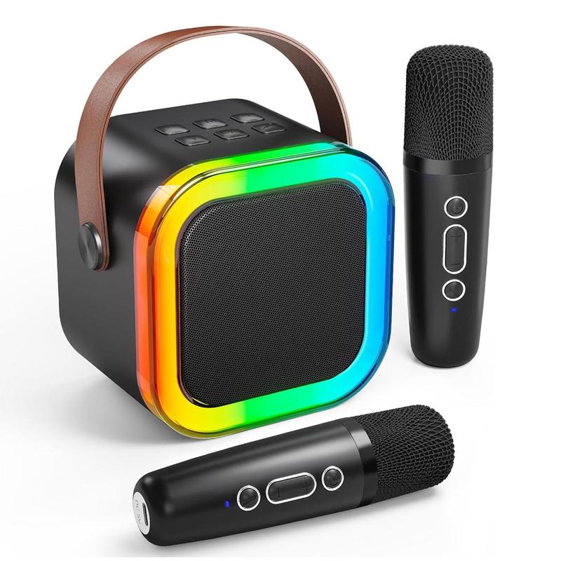 Fall portable wireless karaoke speaker with microphone, hifi stereo sound subwoofers, KTV speaker subwoofer with RGB colorful LED lights, karaoke machine sound system for outdoor sports travel, audio device, room accessories